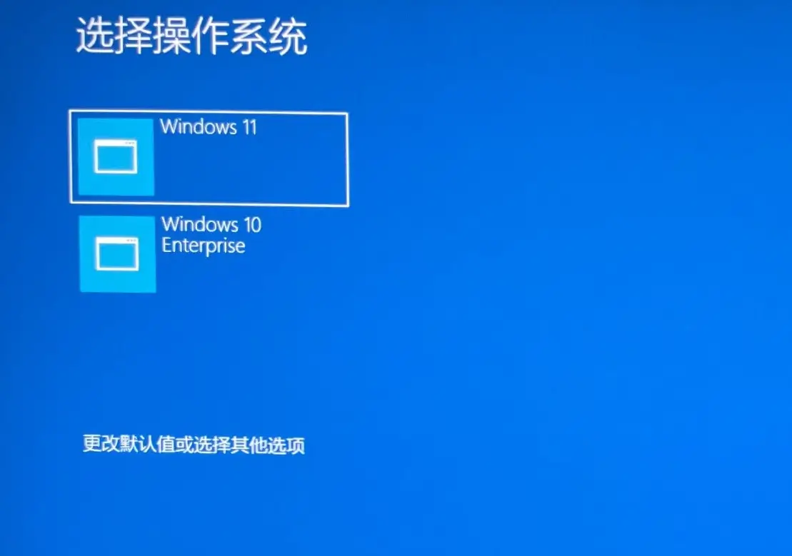 展示电脑刚开机时，微软原生自带的那个“选择操作系统”蓝色菜单界面